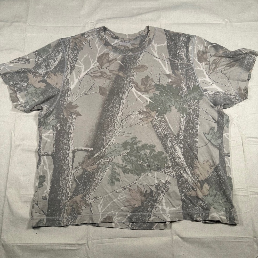 Abercrombie & Fitch Essentials Real Tree Camo T-Shirt XL Grey Vintage Fit